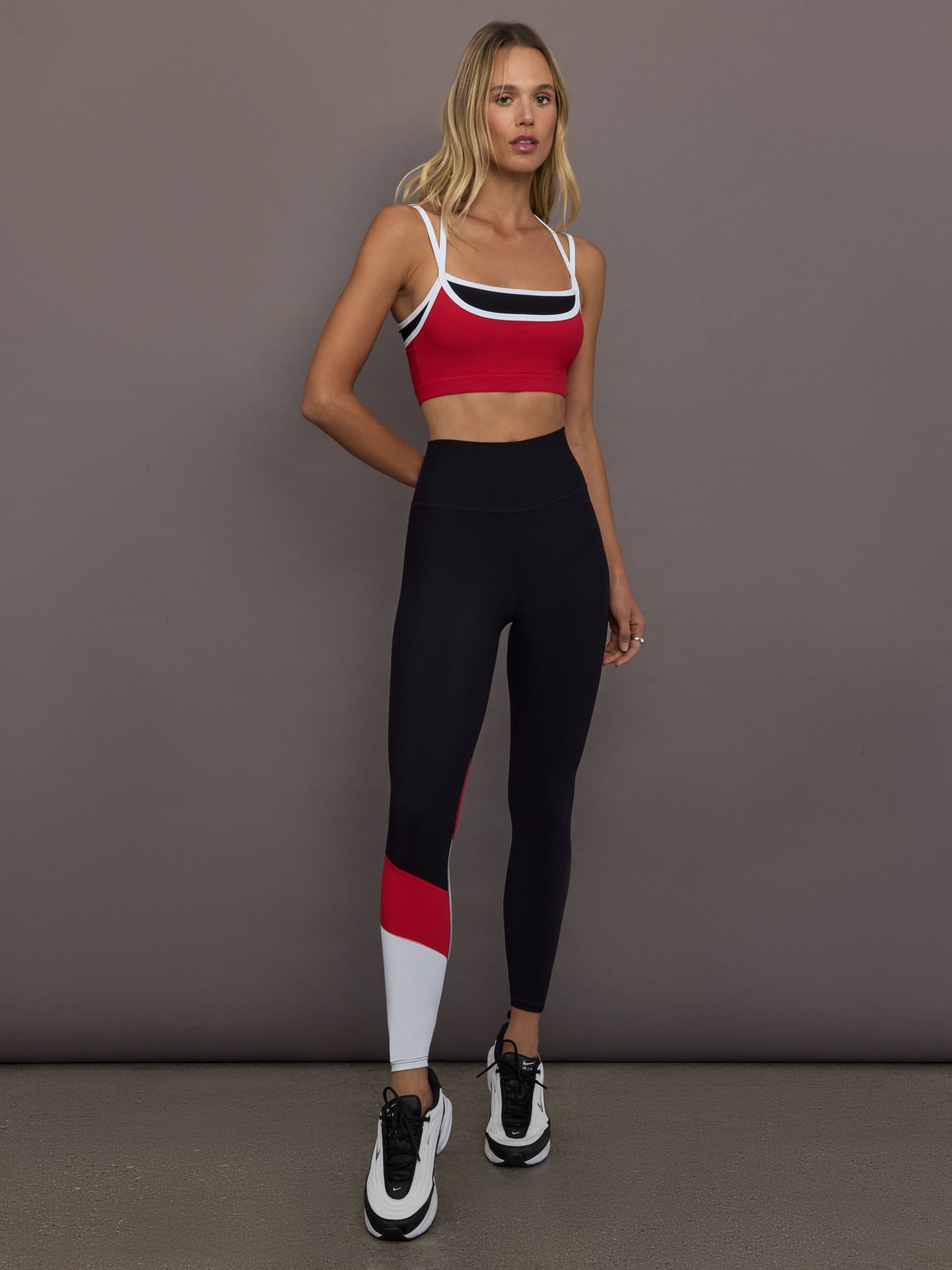 Carbon38 | Double Layered Bra in Melt - Black/Crimson/ White Binding