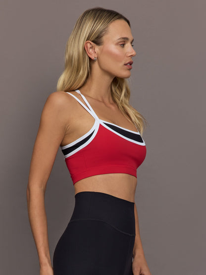 Carbon38 | Double Layered Bra in Melt - Black/Crimson/ White Binding