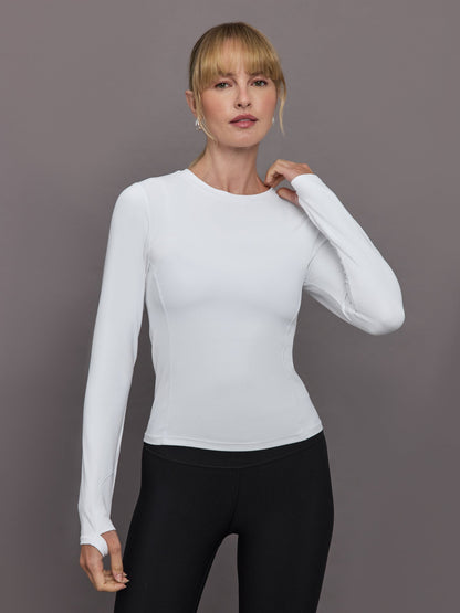 Carbon38 | Long Sleeve Crew Neck in Melt - White