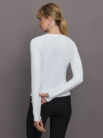 Carbon38 | Long Sleeve Crew Neck in Melt - White