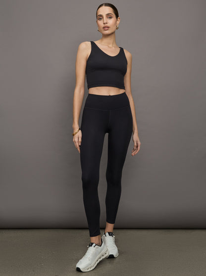 Carbon38 | V-Neck Tank in Ribbed Melt - Black