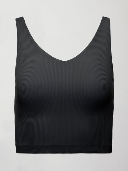 Carbon38 | V-Neck Tank in Ribbed Melt - Black