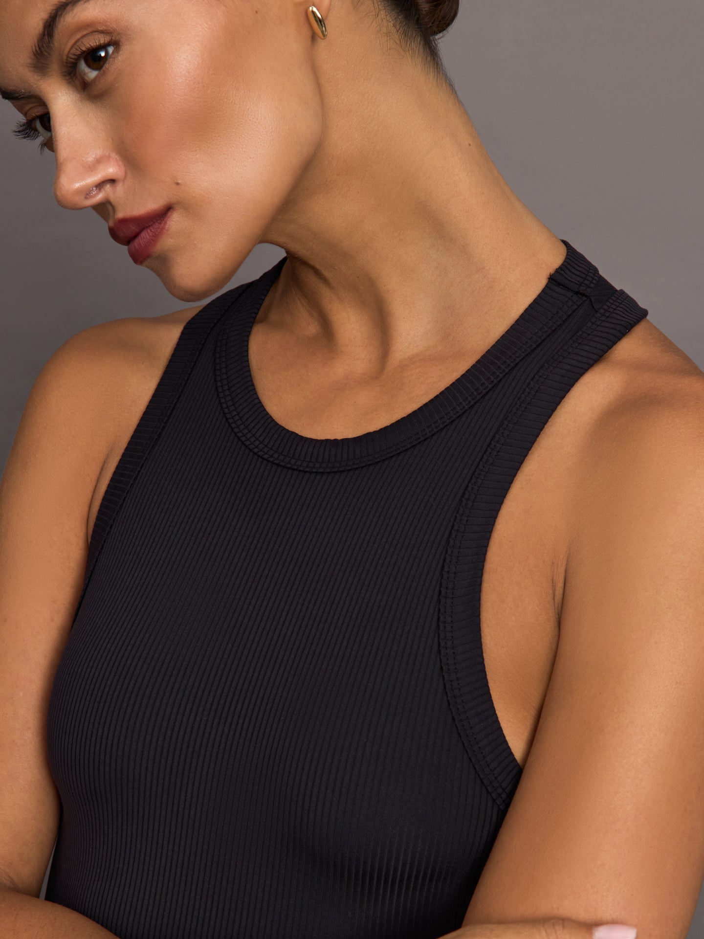 Carbon38 | High Neck Tank Dress in Ribbed Melt - Black