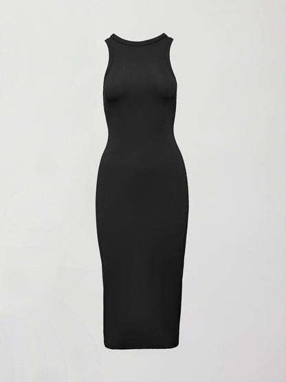 Carbon38 | High Neck Tank Dress in Ribbed Melt - Black