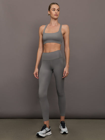 Carbon38 | Racerback Bra in Ribbed Melt - Steel Grey