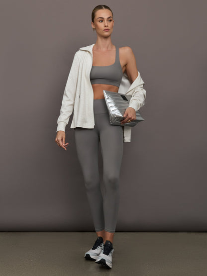 Carbon38 | Racerback Bra in Ribbed Melt - Steel Grey