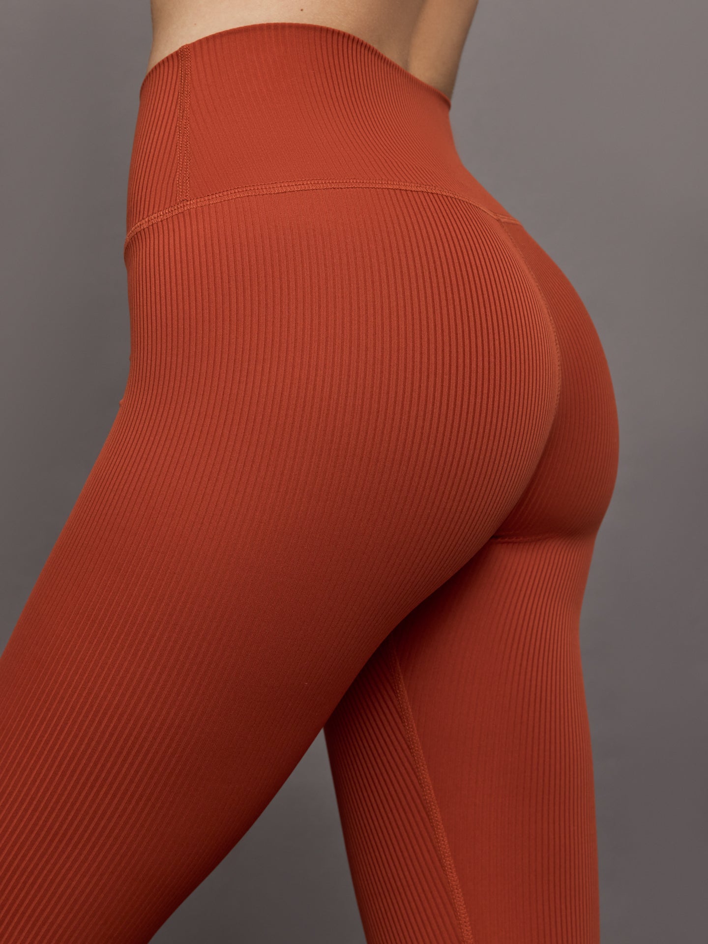 Carbon38 | High Rise Legging in Ribbed Melt - Terracotta