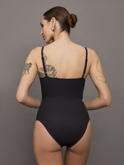 Carbon38 | Bodysuit in Ribbed Melt - Black
