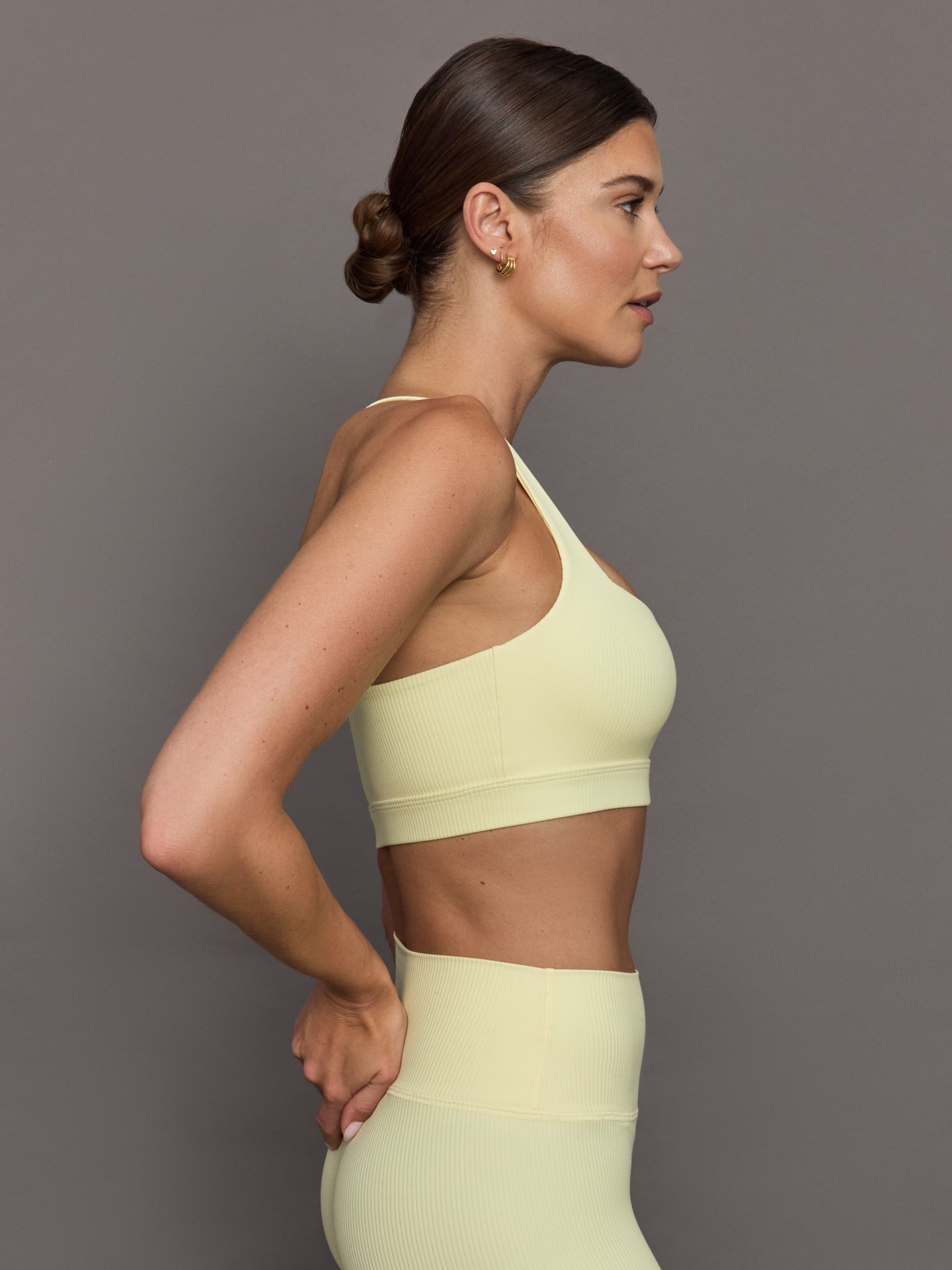 Carbon38 | Racerback Bra in Ribbed Melt - Pastel Yellow