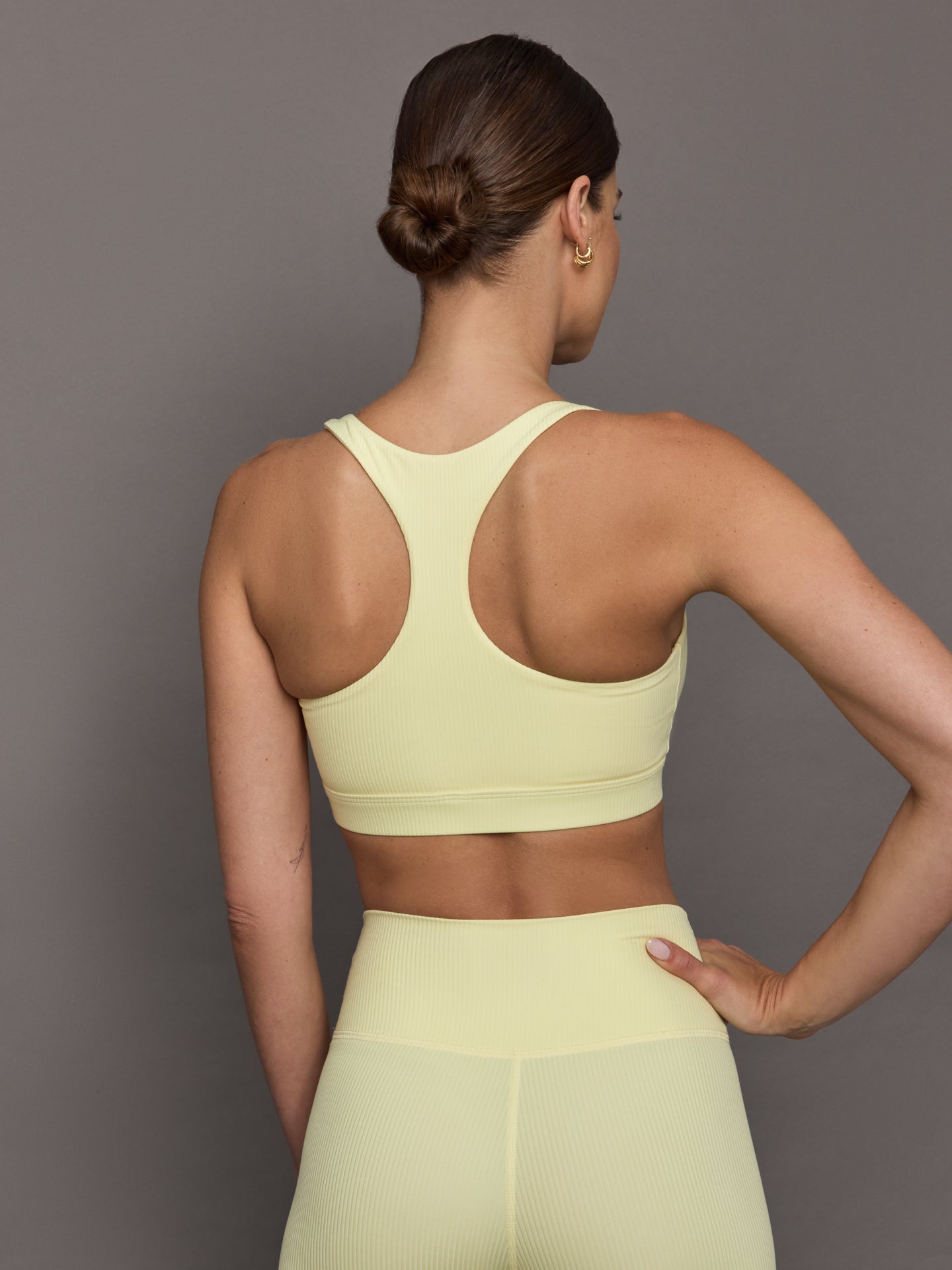 Carbon38 | Racerback Bra in Ribbed Melt - Pastel Yellow
