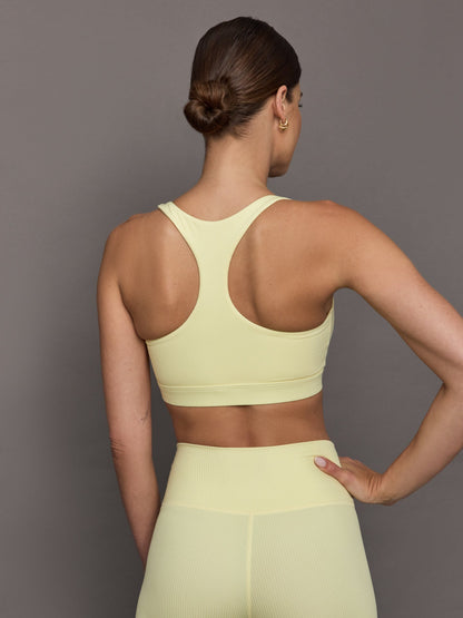 Carbon38 | Racerback Bra in Ribbed Melt - Pastel Yellow