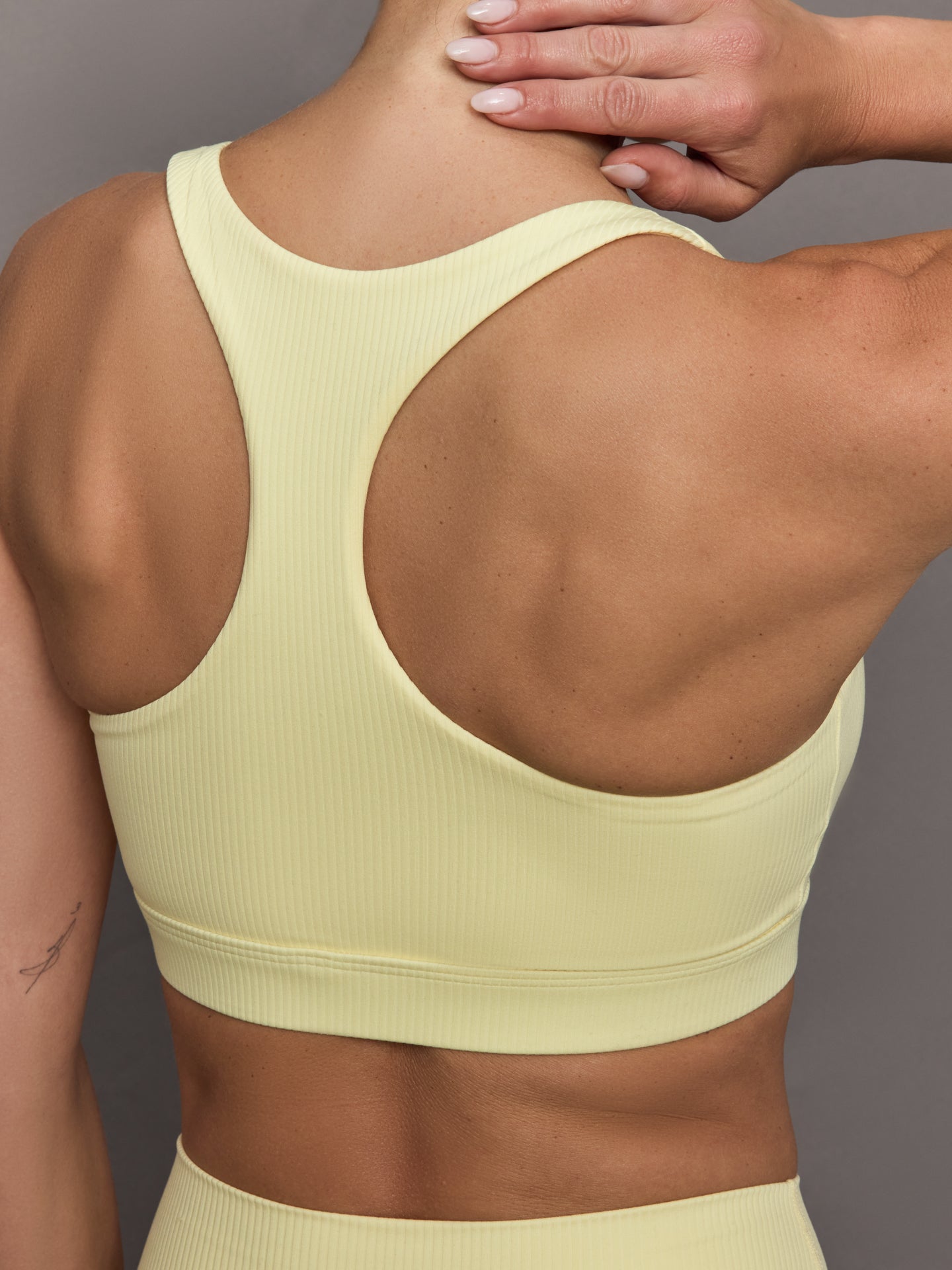 Carbon38 | Racerback Bra in Ribbed Melt - Pastel Yellow