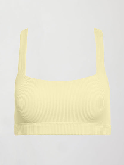 Carbon38 | Racerback Bra in Ribbed Melt - Pastel Yellow