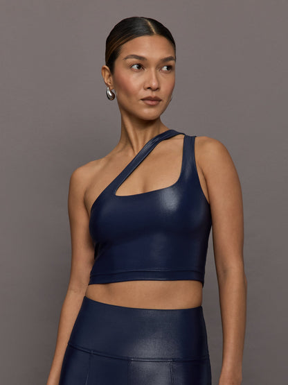 Carbon38 | One Shoulder Bra Top in Takara Shine - Navy Blazer