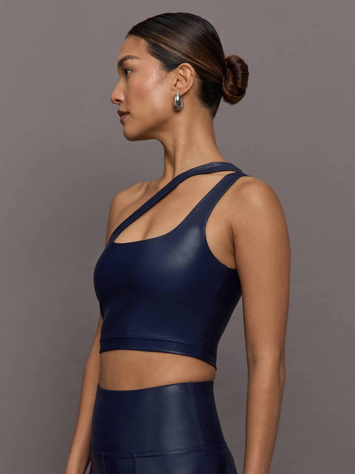 Carbon38 | One Shoulder Bra Top in Takara Shine - Navy Blazer