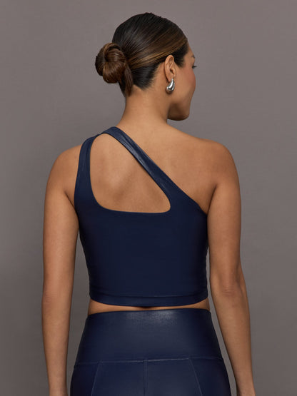 Carbon38 | One Shoulder Bra Top in Takara Shine - Navy Blazer