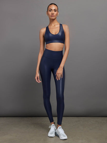 Carbon38 | High Rise Full-Length Legging in Takara Shine - Navy Blazer
