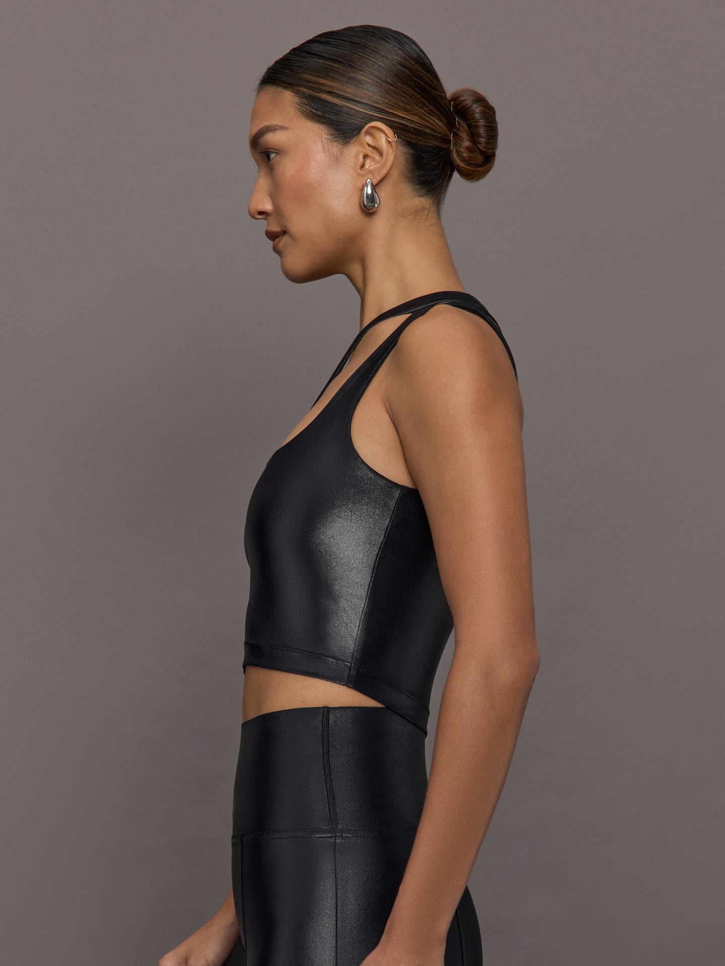 Carbon38 | One Shoulder Bra Top in Takara Shine - Black