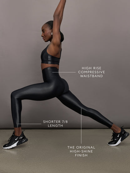 Carbon38 | Black High Waisted 7/8 Legging in Takara Shine | Carbon38
