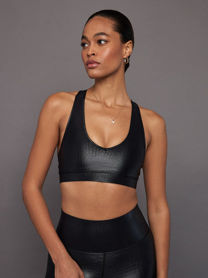 Carbon38 | Action Bra 2.0 in Croc Takara Shine - Black
