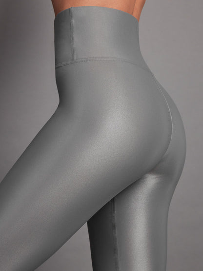 Carbon38 | High Rise Full-Length Legging in Takara Shine - Steel Grey