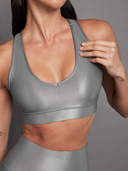 Carbon38 | Action Bra 2.0 in Takara Shine - Steel Grey
