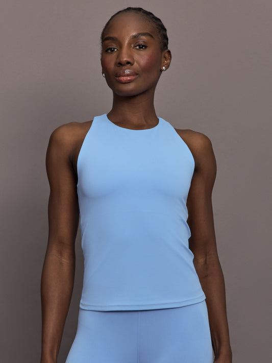 Carbon38 | Racer High Neck Active Tank in Diamond Compression - Serenity