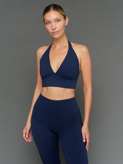 Carbon38 | Halter Bra in Diamond Compression - Navy Blazer