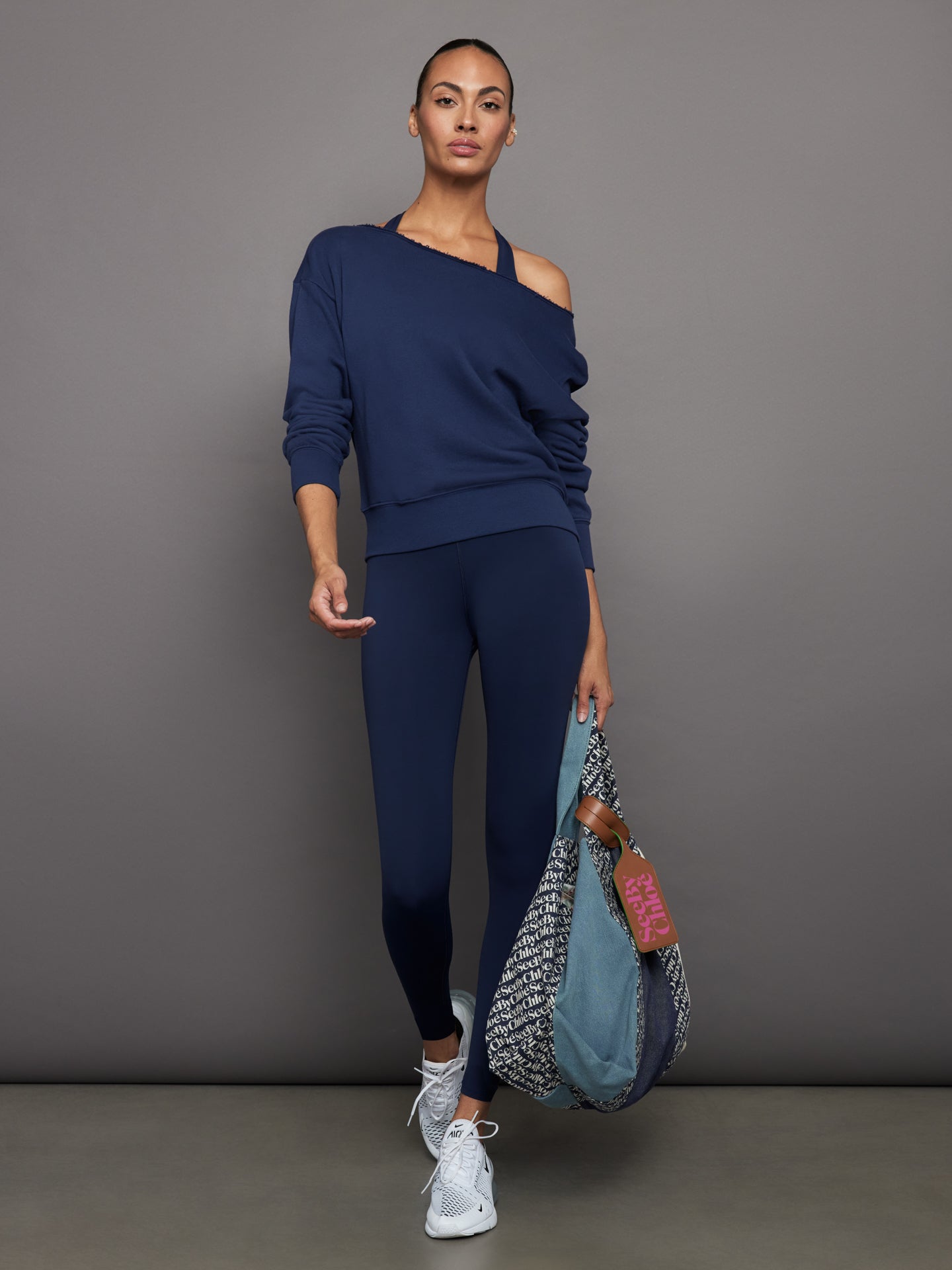 Carbon38 | High Rise Full-Length Legging in Diamond Compression - Navy Blazer