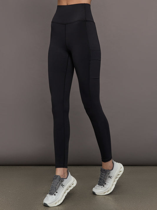 Carbon38 | High Rise Pocket Legging in Diamond Compression - Black