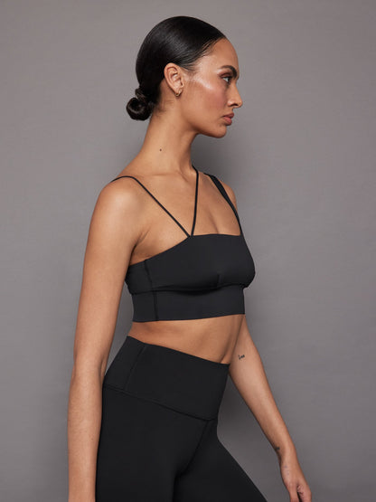 Carbon38 | Asymmetrical Strappy Bra in Diamond Compression - Black