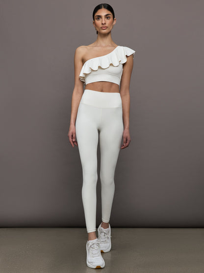 Carbon38 | Ruffle One Shoulder Bra in Diamond Compression - Cloud Dancer
