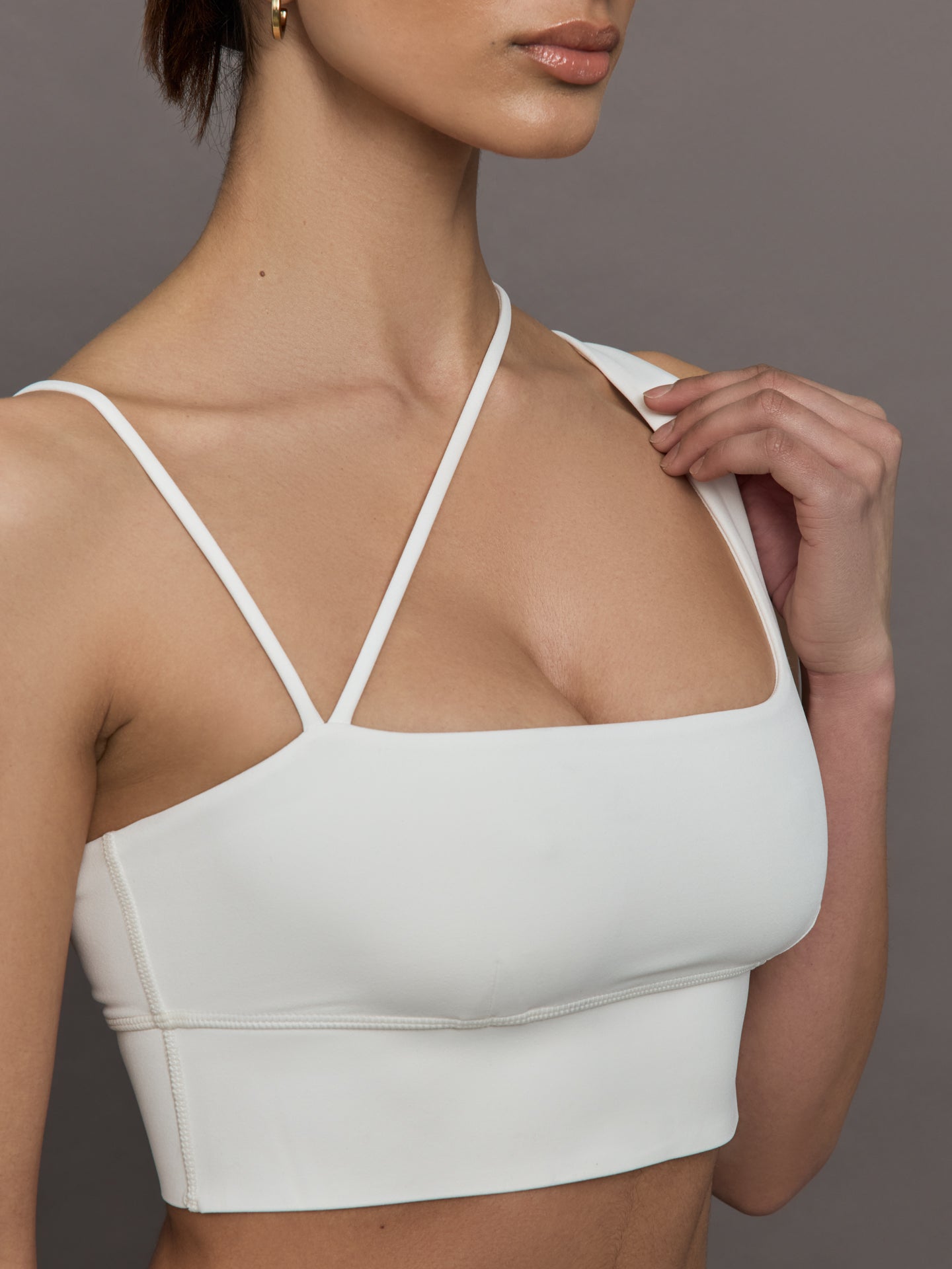 Carbon38 | Asymmetrical Strappy Bra in Diamond Compression - Cloud Dancer