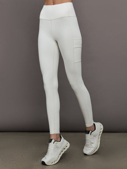 Carbon38 | High Rise Sport Pocket Legging in Diamond Compression - Cloud Dancer