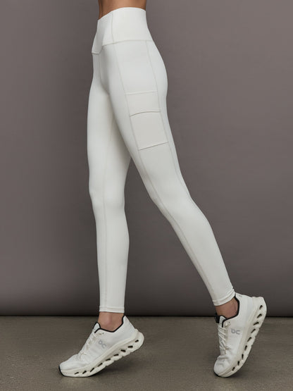 Carbon38 | High Rise Sport Pocket Legging in Diamond Compression - Cloud Dancer