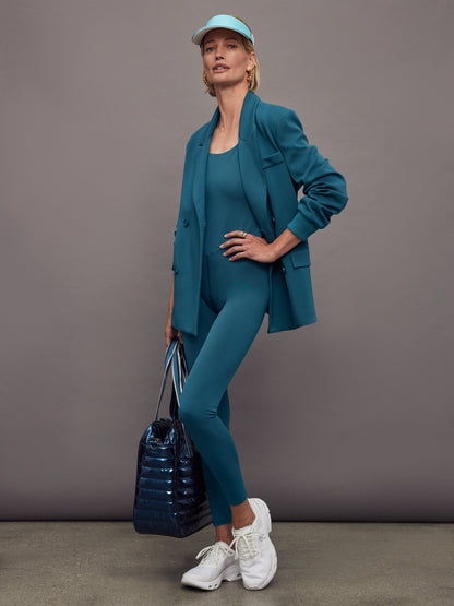 Carbon38 | Strappy Jumpsuit in Diamond Compression - Deep Lagoon