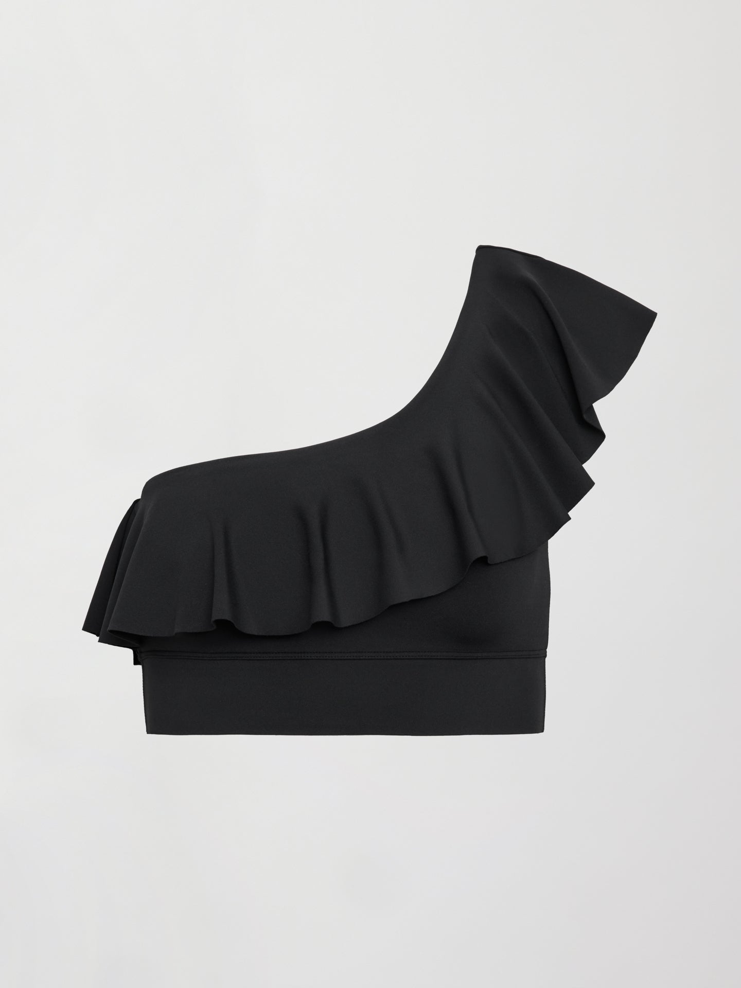 Carbon38 | Ruffle One Shoulder Bra in Diamond Compression - Black
