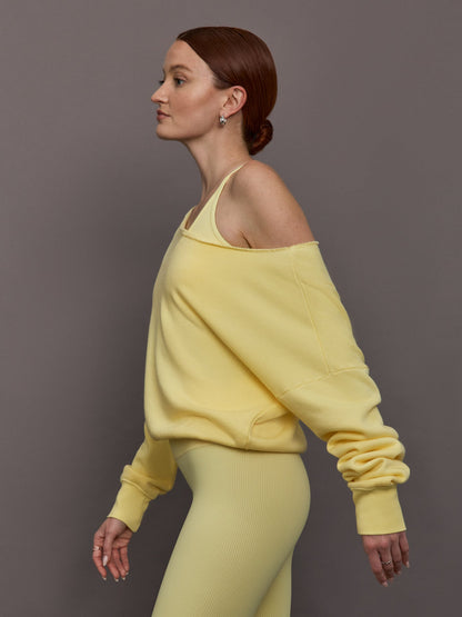 Carbon38 | Off Shoulder Sweatshirt in French Terry - Banana