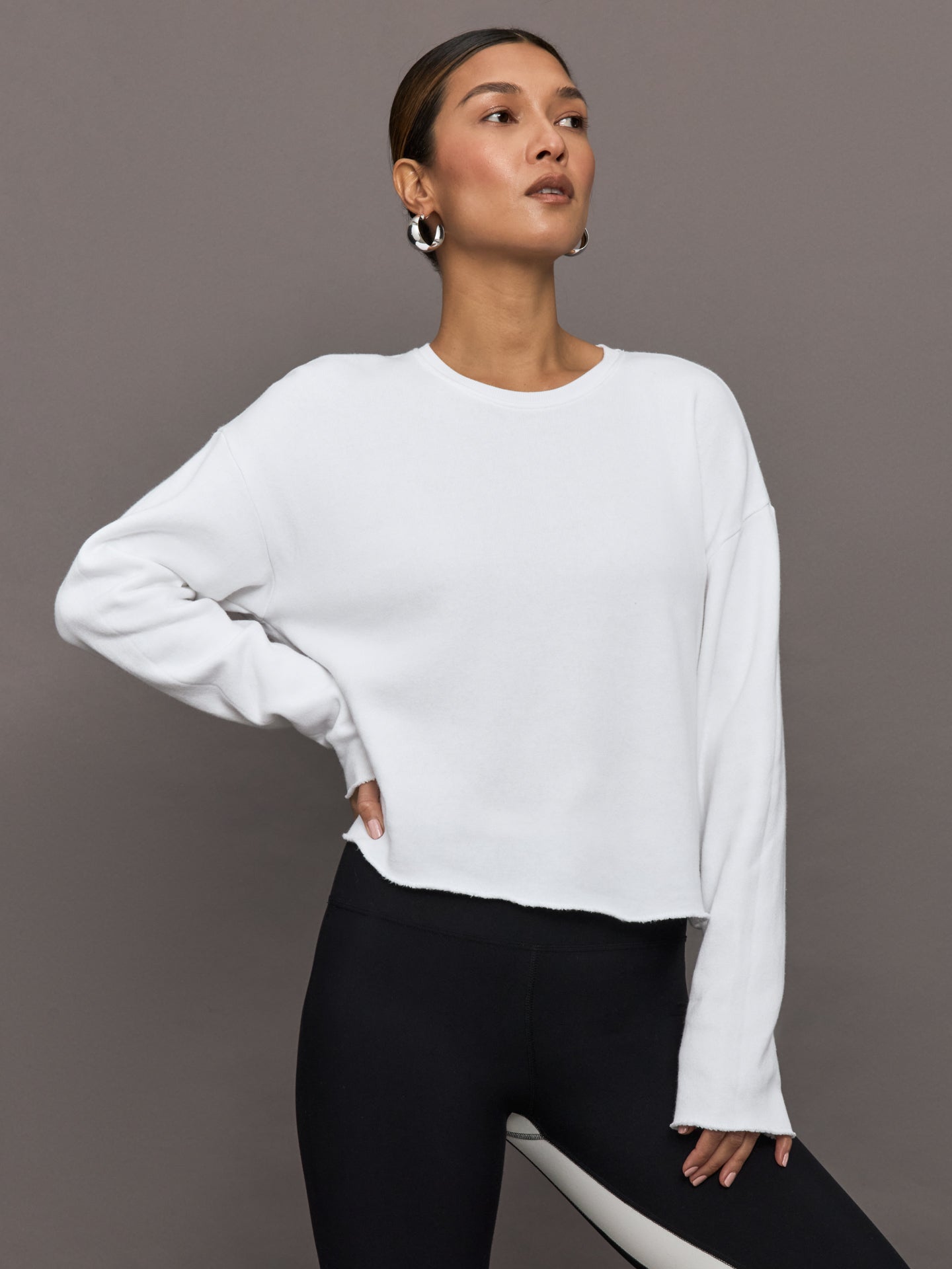 Carbon38 | Crew Neck Sweatshirt in French Terry - White