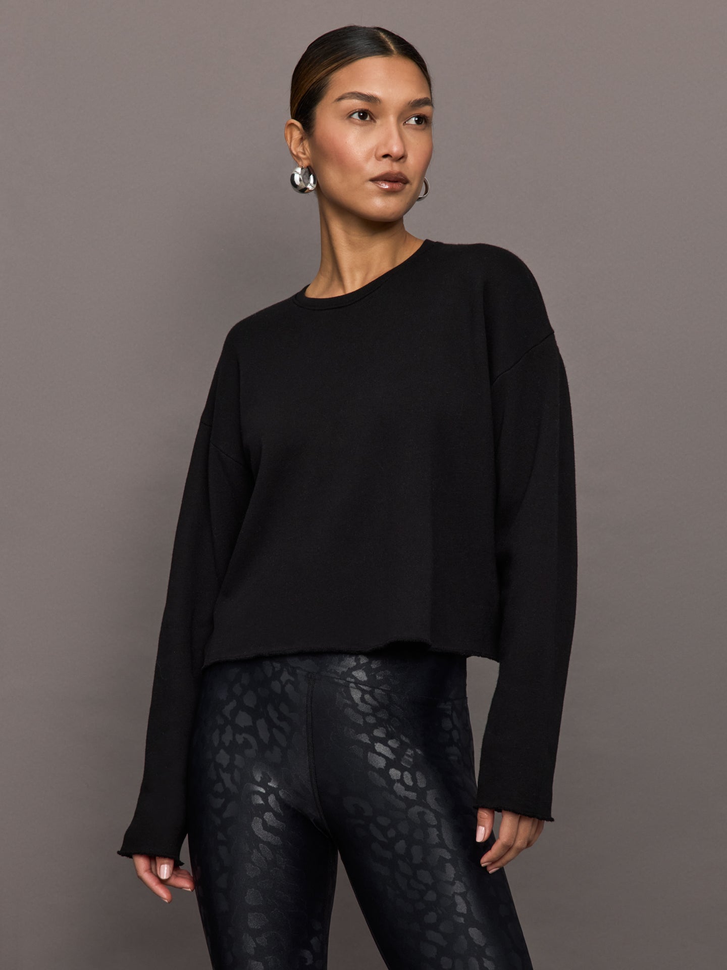 Carbon38 | Crew Neck Sweatshirt in French Terry - Black