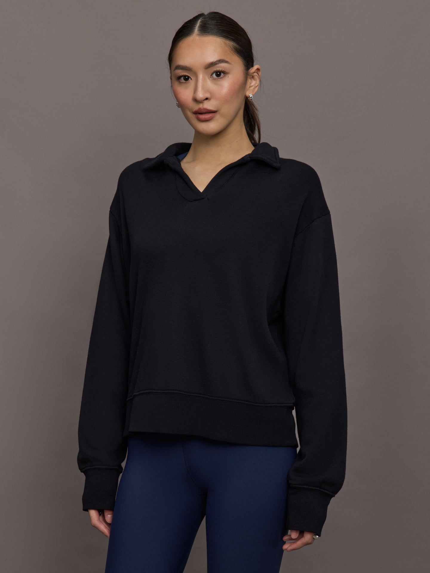 Carbon38 | Johnny Collar Sweatshirt in French Terry - Black