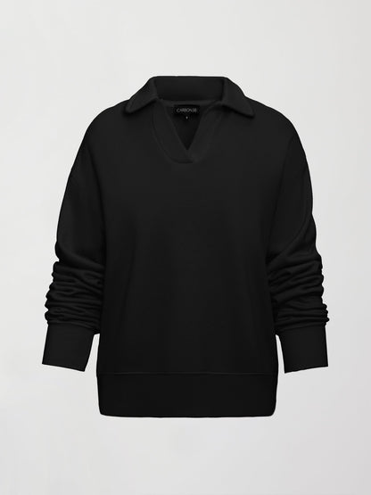 Carbon38 | Johnny Collar Sweatshirt in French Terry - Black