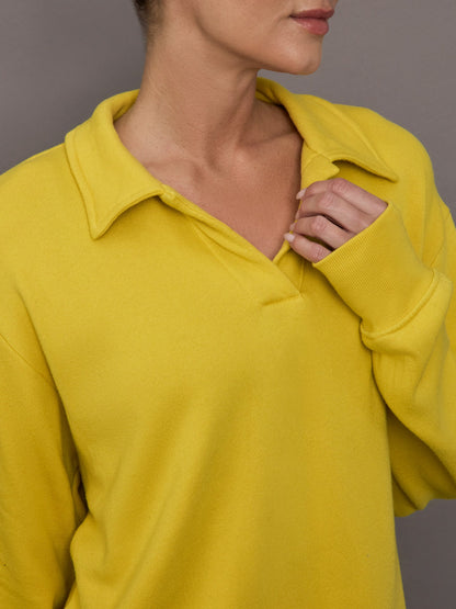Carbon38 | Johnny Collar Sweatshirt in French Terry - Mango Mint