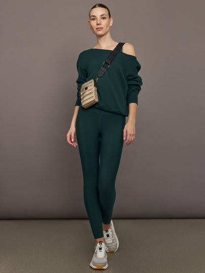 Carbon38 | Off Shoulder Sweatshirt in French Terry - Forest