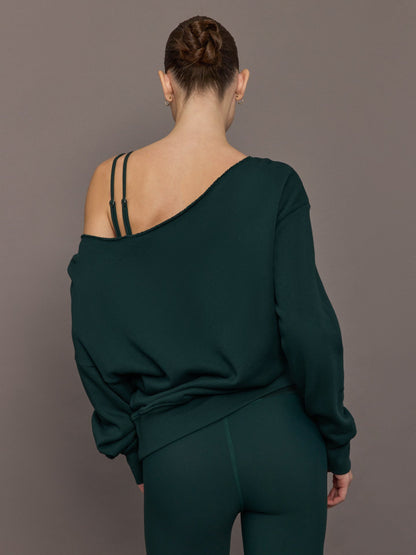 Carbon38 | Off Shoulder Sweatshirt in French Terry - Forest