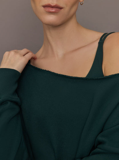 Carbon38 | Off Shoulder Sweatshirt in French Terry - Forest