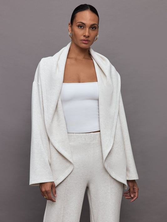 Carbon38 | Knit Cocoon Cardigan in Interlock - Moonbeam Heather