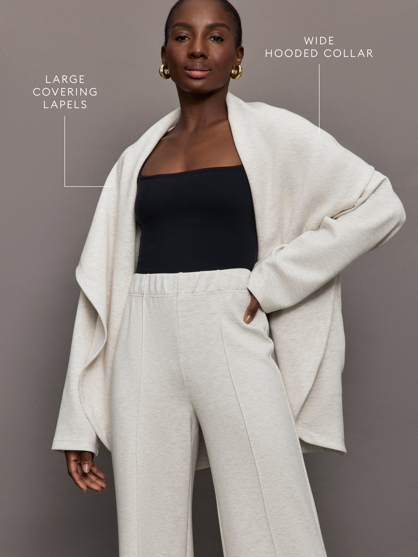 Carbon38 | Knit Cocoon Cardigan in Interlock - Moonbeam Heather