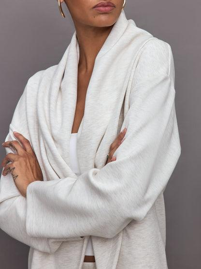 Carbon38 | Knit Cocoon Cardigan in Interlock - Moonbeam Heather