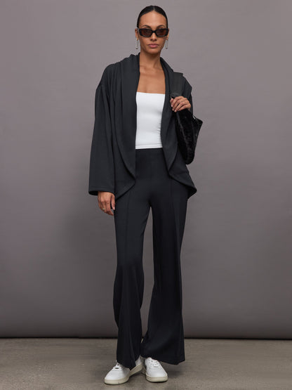 Carbon38 | Knit Cocoon Cardigan in Interlock - Black